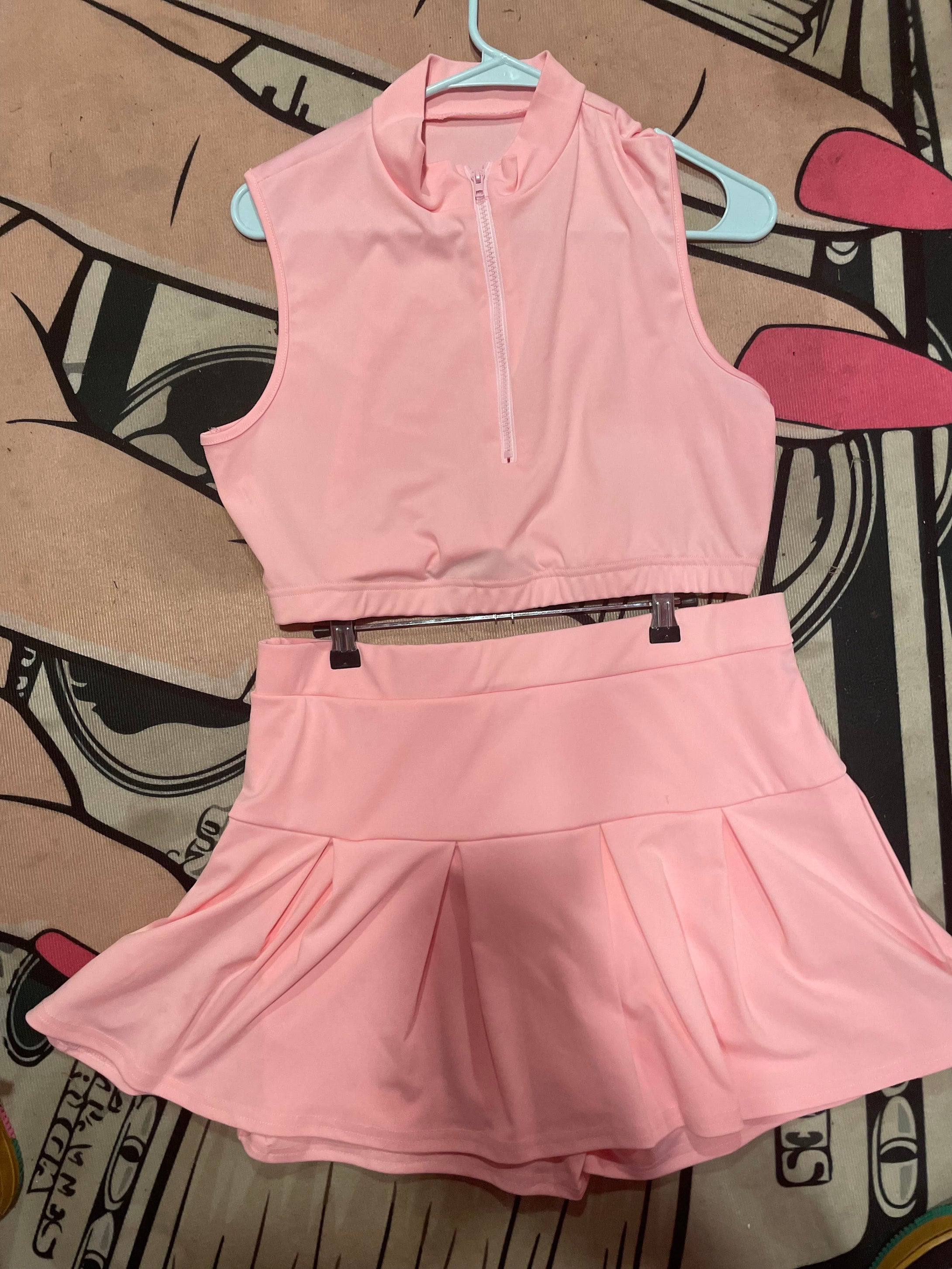 Pink Tennis skirt set