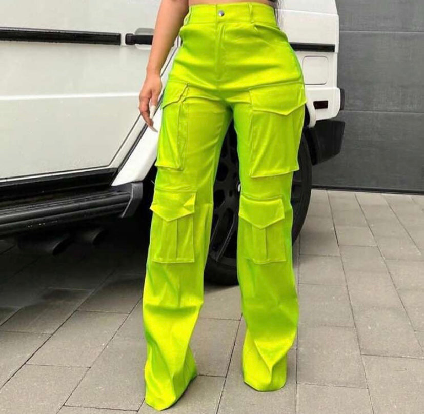 Neon side pocket cargo pants