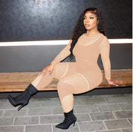 Sheer Nude “show Out”Bodysuit